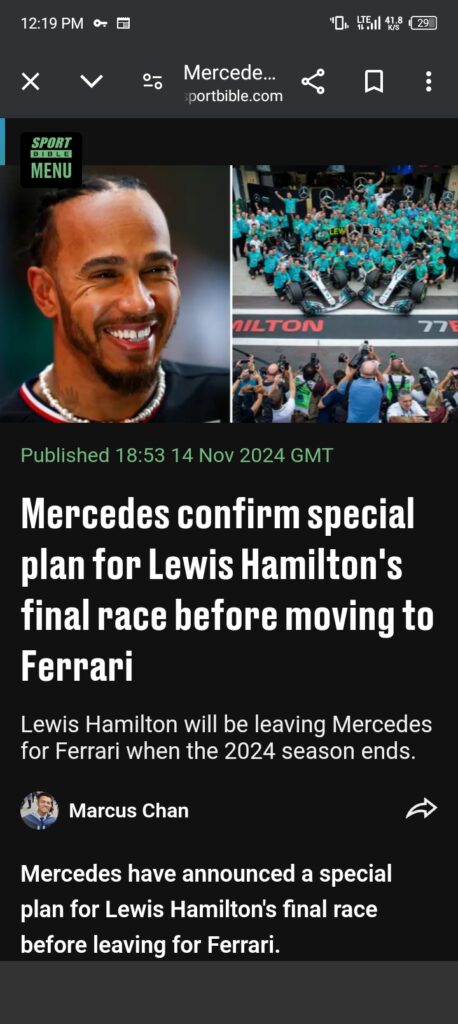 Mercedes have announced a special plan for Lewis Hamilton’s final race before leaving for FerrariMercedes has been part of my life since I was 13 years old.